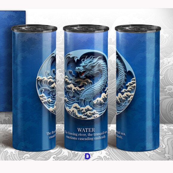 DRAGON - ASTROLOGY ELEMENT FOUR Signs Tumbler -Earth Fire Wind Water - NWT - Picture 5 of 11